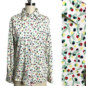 70s berry print button down shirt - size large